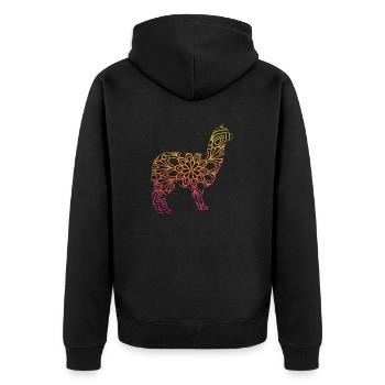 Alpaka Mandala - Unisex Premium Bio Zip Hoodie - Schwarz - Hinten - Nico (187cm)