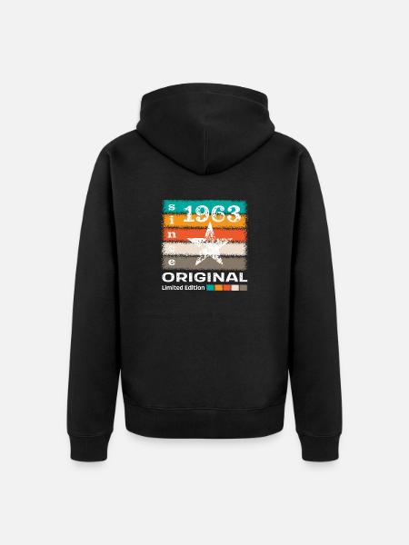 Born 1963 Retro - Unisex Premium Organic Zip Hoodie - black