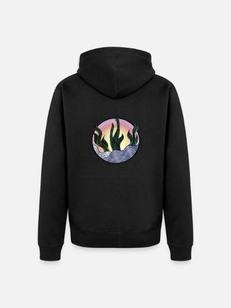 Pflanzen Line-Art - Unisex Premium Bio Zip Hoodie - Schwarz