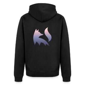 Fuchs Silhouette Wald Natur Tier Rotfuchs Waldtier - Unisex Premium Bio Zip Hoodie - Schwarz - Hinten - Nico (187cm)