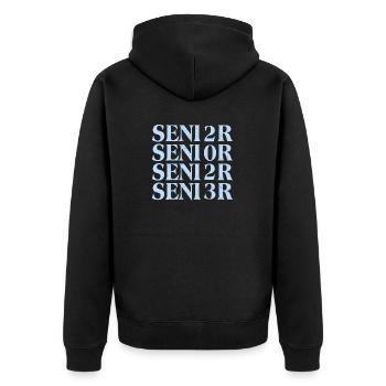 Senior 2023 - Unisex Premium Organic Zip Hoodie - black - Back - Nico (187cm)
