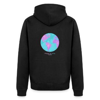 Traveling cures everything - Unisex Premium Organic Zip Hoodie - black - Back - Nico (187cm)