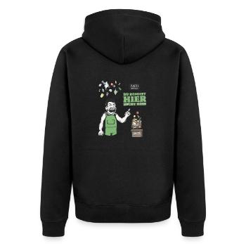 Bioabfall Biotonne Spruch Abfall Sprechblase - Unisex Premium Bio Zip Hoodie - Schwarz - Hinten - Nico (187cm)