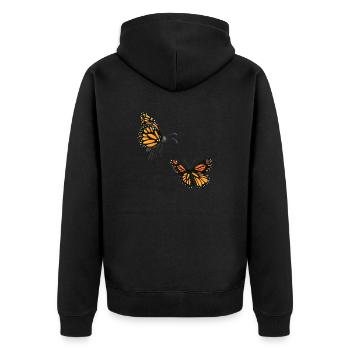 tanzende Schmetterlinge - Unisex Premium Bio Zip Hoodie - Schwarz - Hinten - Nico (187cm)