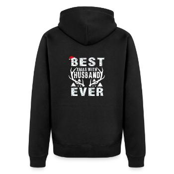Meilleur Noël avec mari de tous les temps - Veste à capuche bio Premium Unisexe - noir - Dos - Nico (187cm)