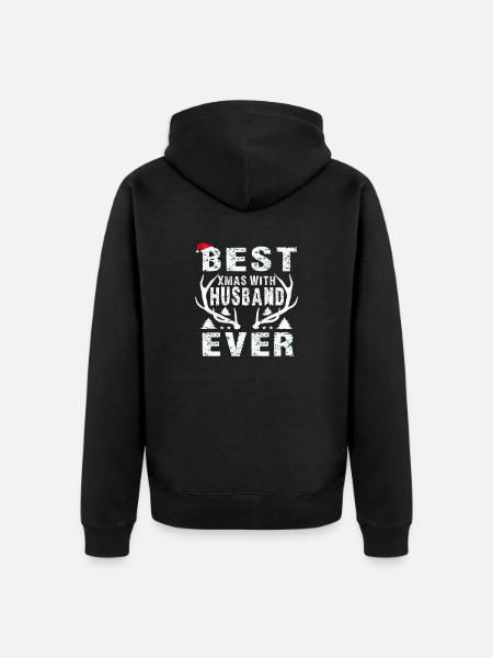 Best Xmas With Husband Ever - Unisex Premium Organic Zip Hoodie - black