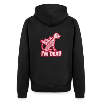 in dog years Dead - Unisex Premium Organic Zip Hoodie - black - Back - Nico (187cm)