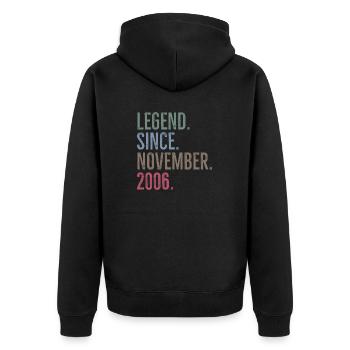 Légende depuis novembre 2006 - Veste à capuche bio Premium Unisexe - noir - Dos - Nico (187cm)