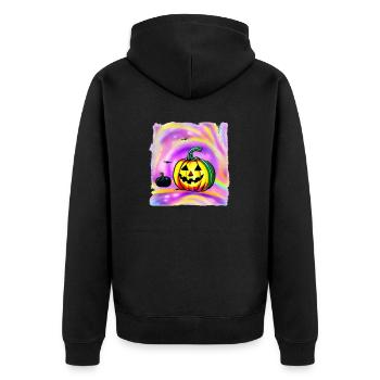 Halloween Spooky Lanterne Citrouille 17 - Veste à capuche bio Premium Unisexe - noir - Dos - Nico (187cm)