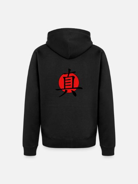Chinesisches Zeichen, Echt - Premium økologisk unisex-hættejakke - sort