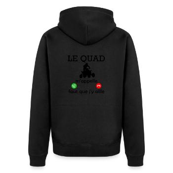 le quad m appelle / humour cascadeur - Veste à capuche bio Premium Unisexe - noir - Dos - Nico (187cm)