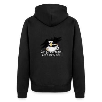 Der frühe Vogel kann mich mal Kaffee Rabe - Unisex Premium Bio Zip Hoodie - Schwarz - Hinten - Nico (187cm)