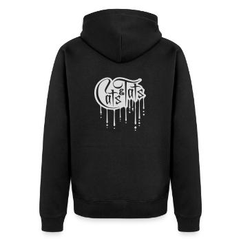 cats and tats Zitat - Unisex Premium Bio Zip Hoodie - Schwarz - Hinten - Nico (187cm)