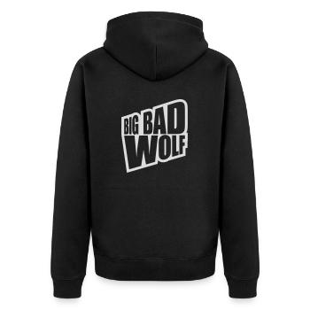big bad wolf quote - Unisex Premium Organic Zip Hoodie - black - Back - Nico (187cm)
