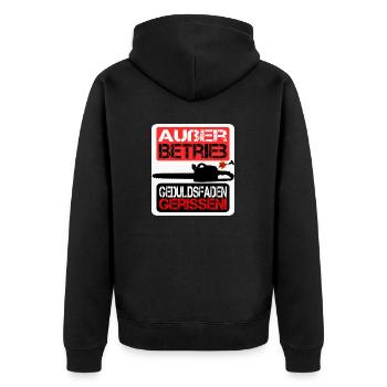 Geduldsfaden gerissen - Unisex Premium Bio Zip Hoodie - Schwarz - Hinten - Nico (187cm)