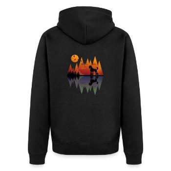 Mountain Pudel - Unisex Premium Bio Zip Hoodie - Schwarz - Hinten - Nico (187cm)