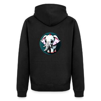 Kleiner Elefant Cartoon niedlich Abenteuer 16 - Unisex Premium Bio Zip Hoodie - Schwarz - Hinten - Nico (187cm)