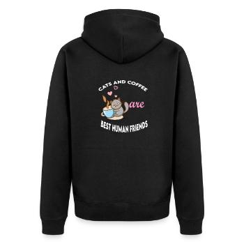 cats and coffee best Human Friends - Veste à capuche bio Premium Unisexe - noir - Dos - Nico (187cm)