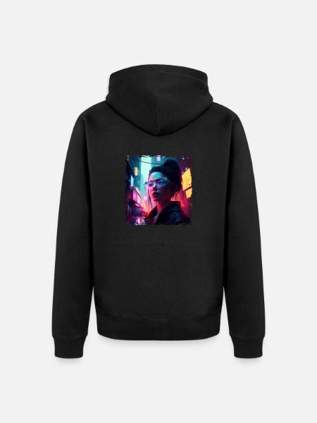 Punk hacker in high-tech cyberspace - Unisex Premium Organic Zip Hoodie - black