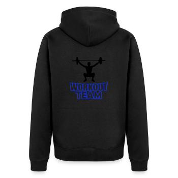 Workout Team - Unisex Premium Organic Zip Hoodie - black - Back - Nico (187cm)