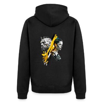 cyber punk No104 - Unisex Premium Bio Zip Hoodie - Schwarz - Hinten - Nico (187cm)