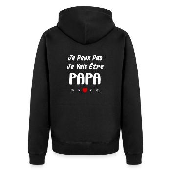Je peux pas je vais être papa - Veste à capuche bio Premium Unisexe - noir - Dos - Nico (187cm)