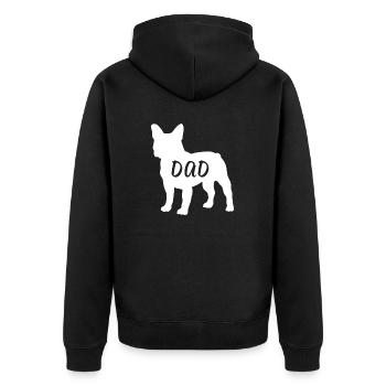 Bulldog Dad T Shirt - Unisex Premium Organic Zip Hoodie - black - Back - Nico (187cm)