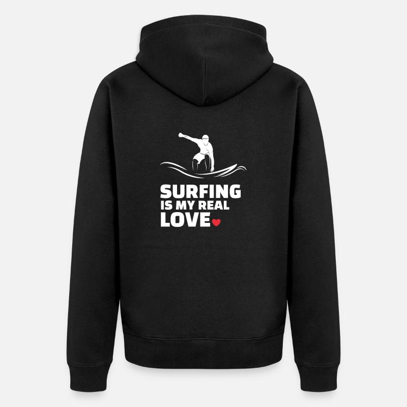 J’adore surfer - Veste à capuche bio Premium Unisexe - noir