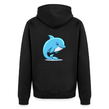 cute dolphin illustration - Unisex Premium Organic Zip Hoodie - black - Back - Nico (187cm)