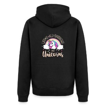 Joli design arc-en-ciel et licorne - Veste à capuche bio Premium Unisexe - noir - Dos - Nico (187cm)