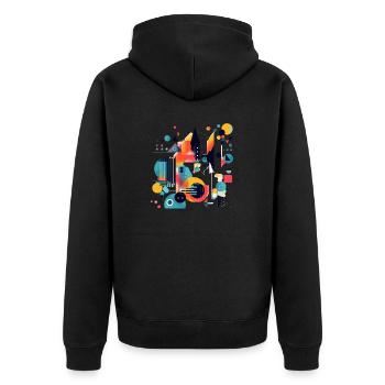 Abstraktes geometrisches Design - Unisex Premium Bio Zip Hoodie - Schwarz - Hinten - Nico (187cm)
