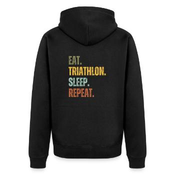 EAT TRIATHLON SLEEP REPEAT - Unisex Premium Organic Zip Hoodie - black - Back - Nico (187cm)