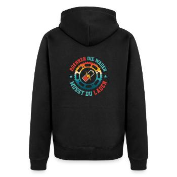 Brennen die Waden musst du laden Elektrofahrrad E- - Unisex Premium Bio Zip Hoodie - Schwarz - Hinten - Nico (187cm)