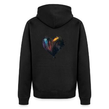 Herz Farbtropfen Bunt - Unisex Premium Bio Zip Hoodie - Schwarz - Hinten - Nico (187cm)