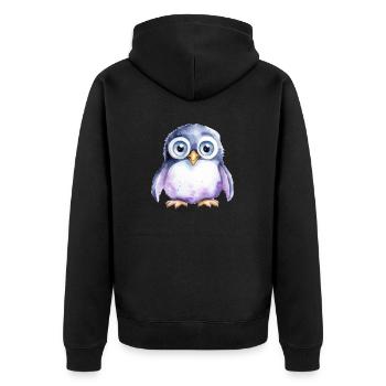 Pinguin Wasserfarben Zeichnung - Unisex Premium Bio Zip Hoodie - Schwarz - Hinten - Nico (187cm)