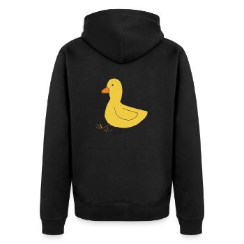 Duck sits - Unisex Premium Organic Zip Hoodie - black - Back - Nico (187cm)