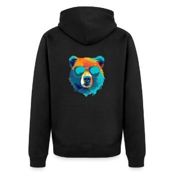 Bill the bespectacled bear - Unisex Premium Organic Zip Hoodie - black - Back - Nico (187cm)