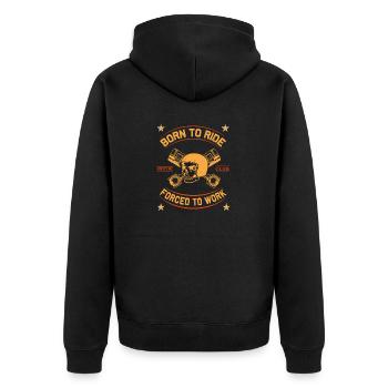 Born To Ride MC Skull Motorcycle Design - Unisex Premium Organic Zip Hoodie - black - Back - Nico (187cm)