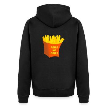 Fries no Cries - Unisex Premium Bio Zip Hoodie - Schwarz - Hinten - Nico (187cm)