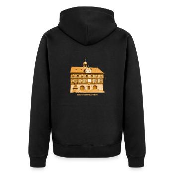 Bad Staffelstein Oberfranken Adam Riese Bayern - Unisex Premium Bio Zip Hoodie - Schwarz - Hinten - Nico (187cm)