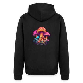 Psychédélique champi - Veste à capuche bio Premium Unisexe - noir - Dos - Nico (187cm)