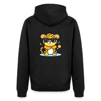 Mazzi der Leopard - Unisex Premium Bio Zip Hoodie - Schwarz - Hinten - Nico (187cm)