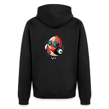 Kleine Cartoon-Rakete - Unisex Premium Bio Zip Hoodie - Schwarz - Hinten - Nico (187cm)