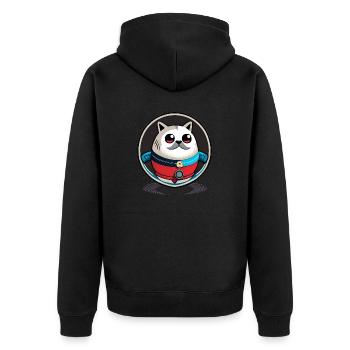 Runder Hund mit Schnurrbart - Unisex Premium Bio Zip Hoodie - Schwarz - Hinten - Nico (187cm)