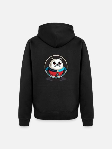 Round dog with mustache - Unisex Premium Organic Zip Hoodie - black