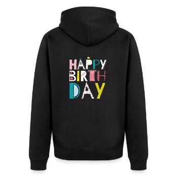 Geburtstag - Unisex Premium Bio Zip Hoodie - Schwarz - Hinten - Nico (187cm)