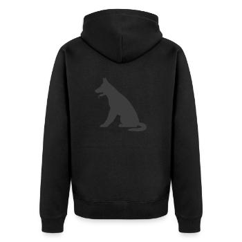 Hund - Unisex Premium Bio Zip Hoodie - Schwarz - Hinten - Nico (187cm)