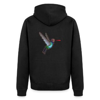 Vogel - Unisex Premium Bio Zip Hoodie - Schwarz - Hinten - Nico (187cm)
