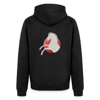 Pferde - Unisex Premium Bio Zip Hoodie - Schwarz - Hinten - Nico (187cm)