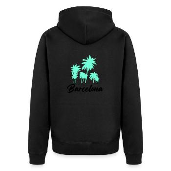 barcelona - Unisex Premium Bio Zip Hoodie - Schwarz - Hinten - Nico (187cm)